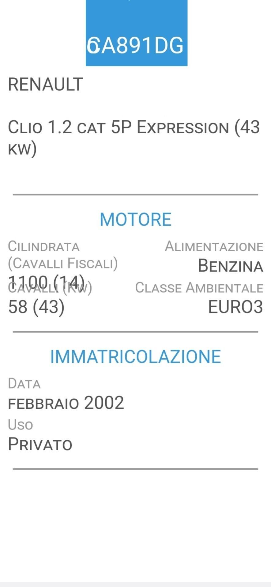 RENAULT CLIO 1,0-UNICA PROPR-CINTA DISTRIB. NUOVA