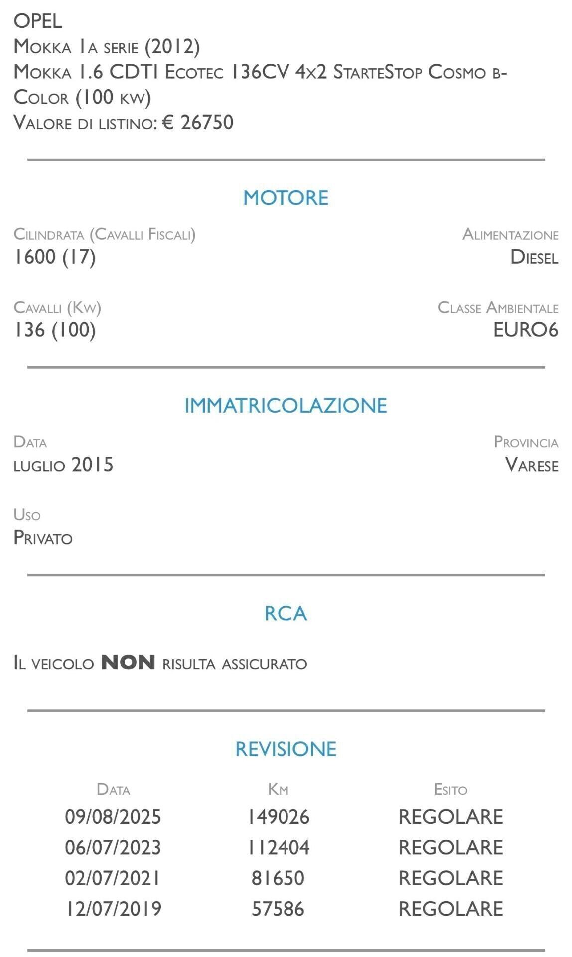 Opel Mokka 1.6 CDTI Ecotec 136CV 4x2 Start&Stop Cosmo b-Color - UNICO PROPRIETARIO