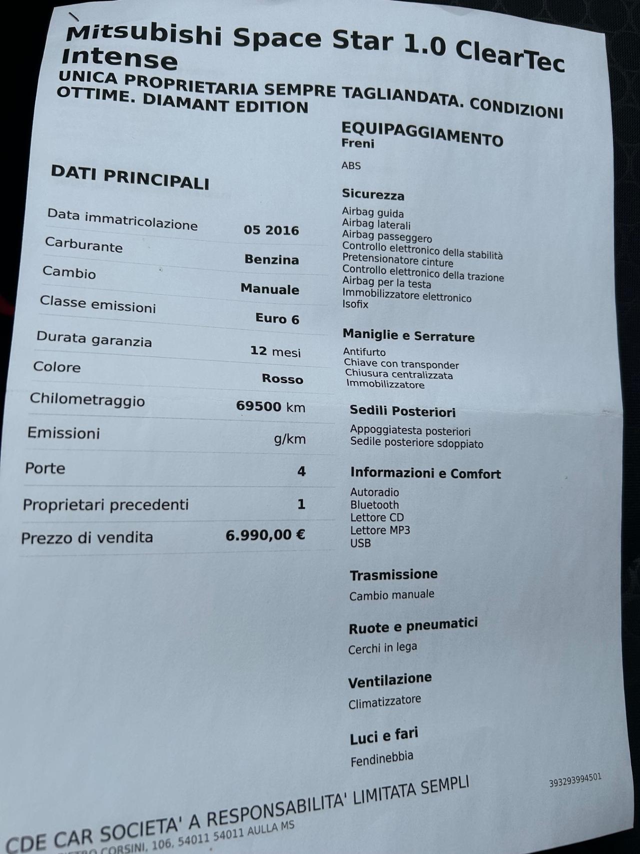 Mitsubishi Space Star 1.0 ClearTec Intense