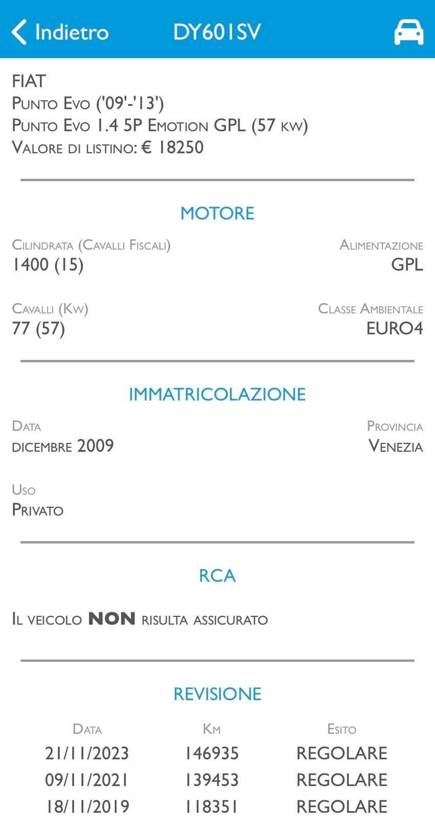 FIAT PUNTO EVO 1.4 GPL FINO 2030 NEOPATENTATI
