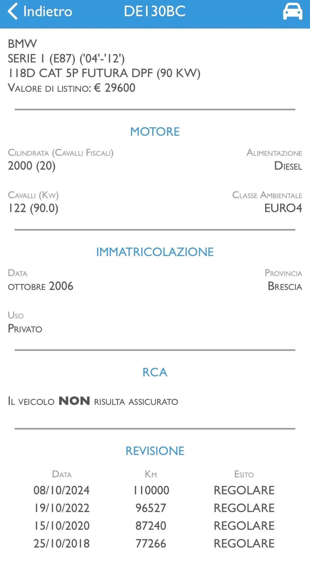Bmw 118d cat 5 porte Futura UNICO XENO