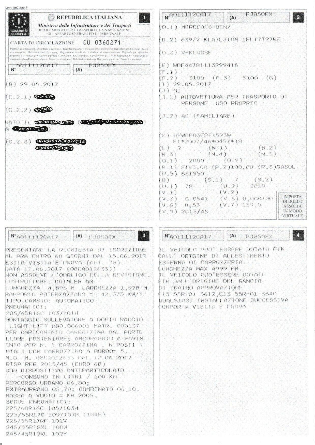 Mercedes V 200 d 136 CV allestimento disabili