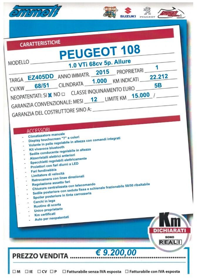 Peugeot 108 VTi 68cv 5p. Allure