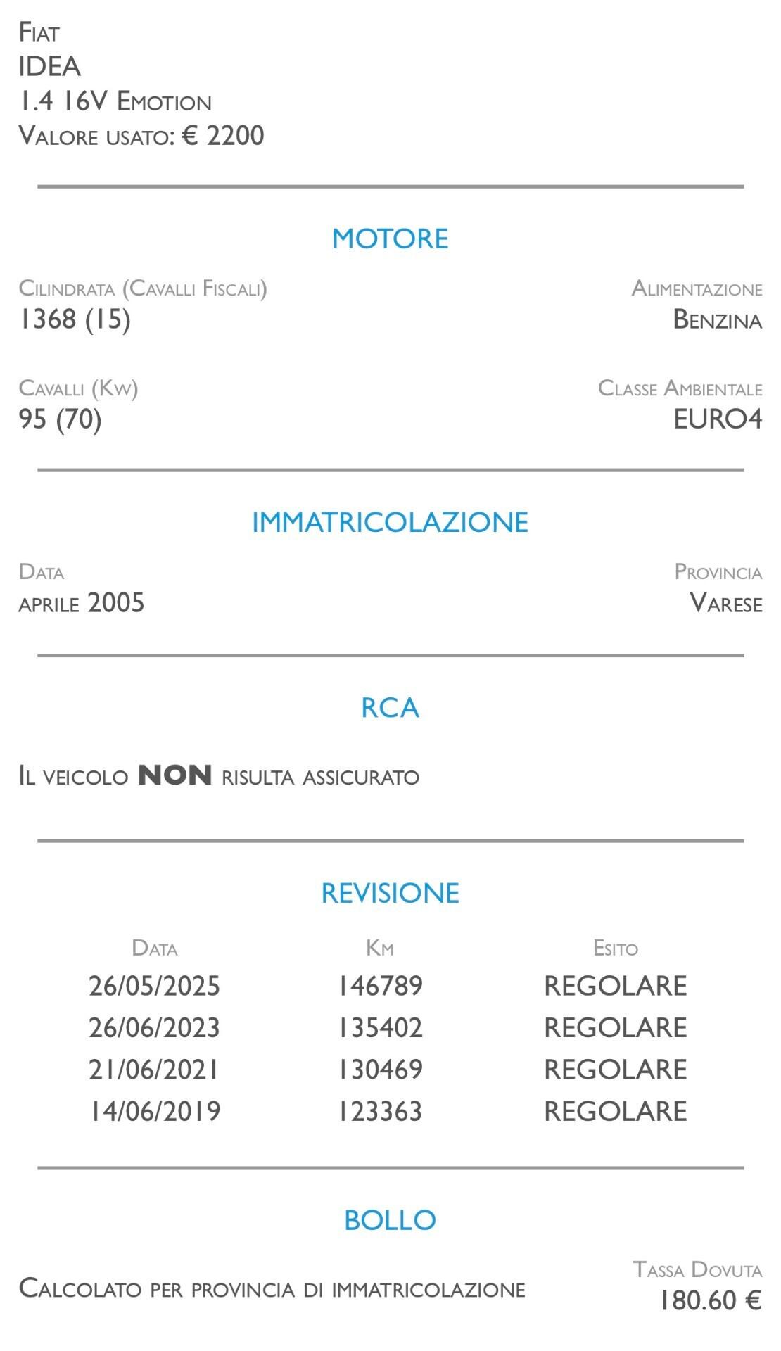 Fiat Idea 1.4 16V Emotion - IDEALE PER NEOPATENTATI