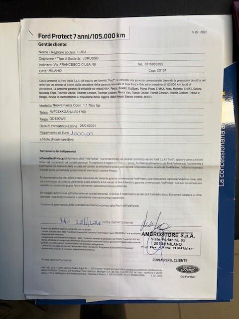 Ford Fiesta 1.1 75 CV 5 porte Connect