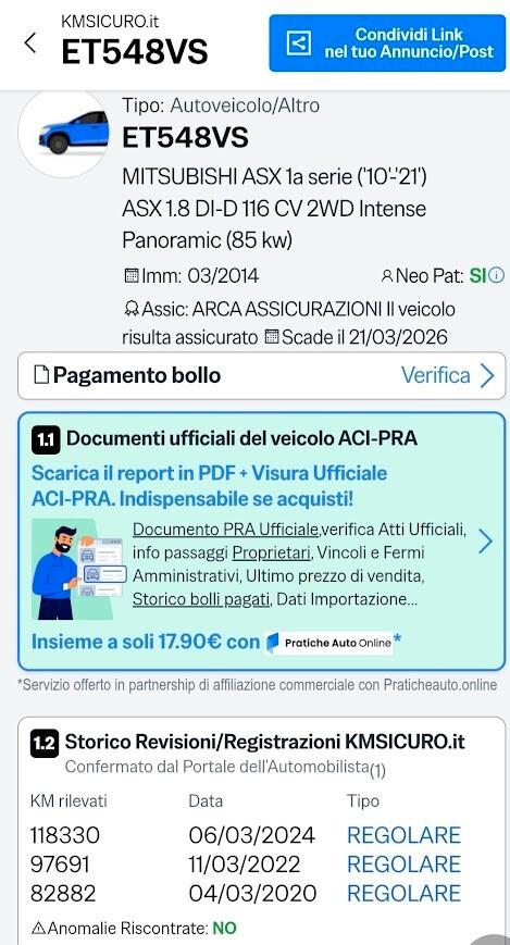 Mitsubishi ASX 1.8 DI-D 116 CV 2WD Invite