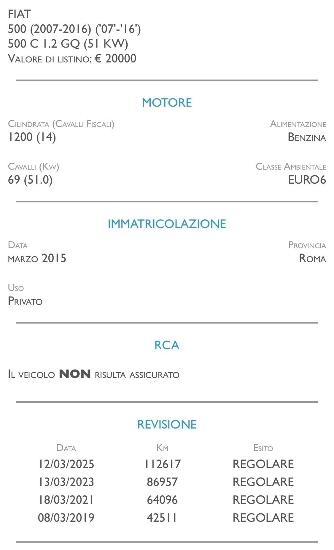 Fiat 500 C 1.2 GQ - UNICO PROPRIETARIO