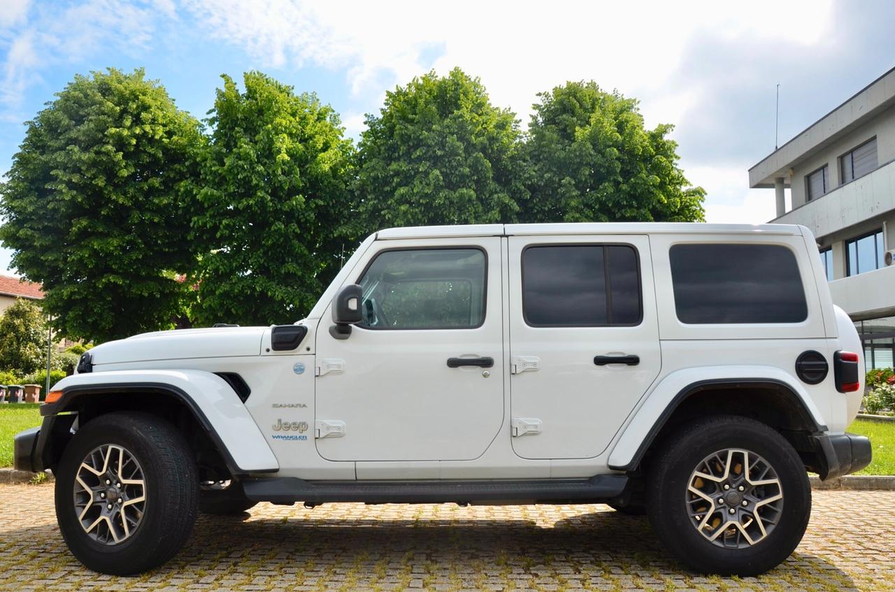 JEEP WRANGLER UNLIMITED 2.0 PHEV SAHARA 4xe 380cv AUTO, IVA COMPRESA, UFF ITALIANA, HI-FI ALPINE, FARI LED, PERMUTE