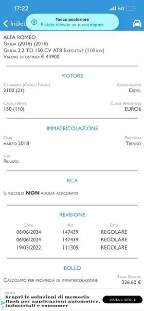 Alfa Romeo Giulia 2.2 Turbodiesel 150 CV AT8 Super