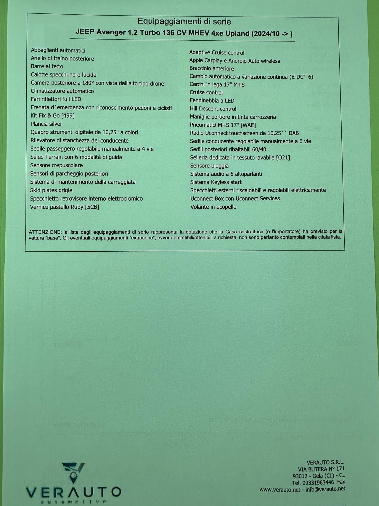 Jeep Avenger 1.2 Upland 4xe possibilità noleggio no scoring