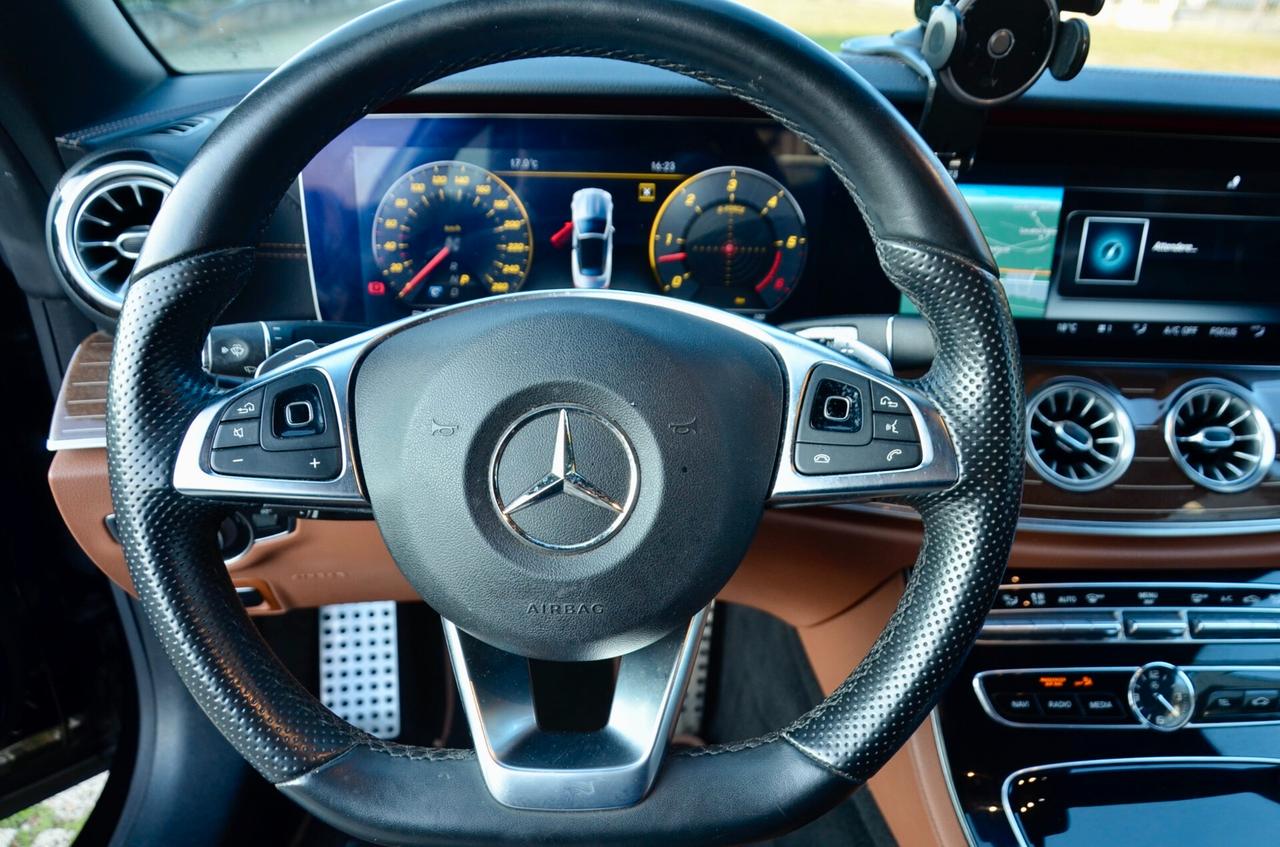 MERCEDES-BENZ E 350d CABRIO PREMIUM AMG LINE 4MATIC 258cv AUTO, EURO 6C, SERVICE DIMOSTRABILI, BURMESTER, MULTIBEAM, PELLE TOTALE, 19°, PERMUTE
