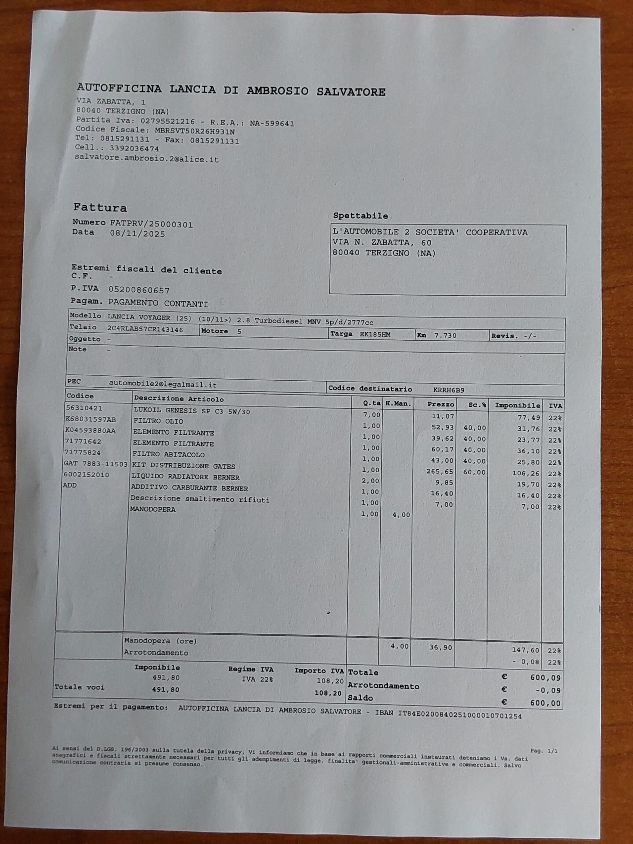 Lancia Voyager 2.8 D. 163 CV PLATINIUM PLUS KM 7.700