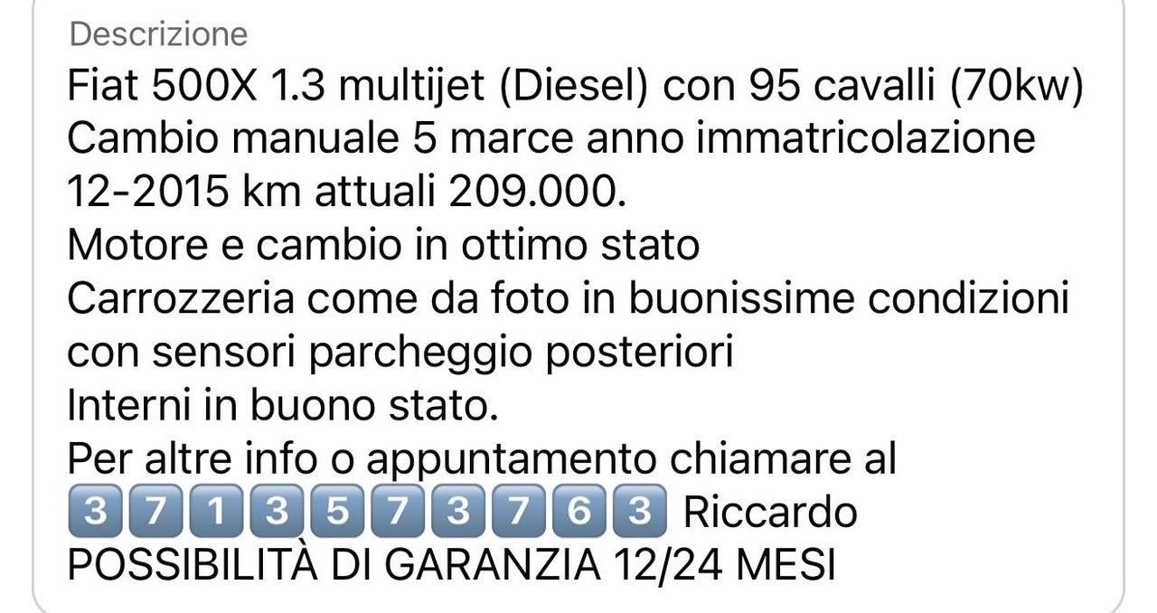 Fiat 500X 1.3 MultiJet 95 CV Pop Star