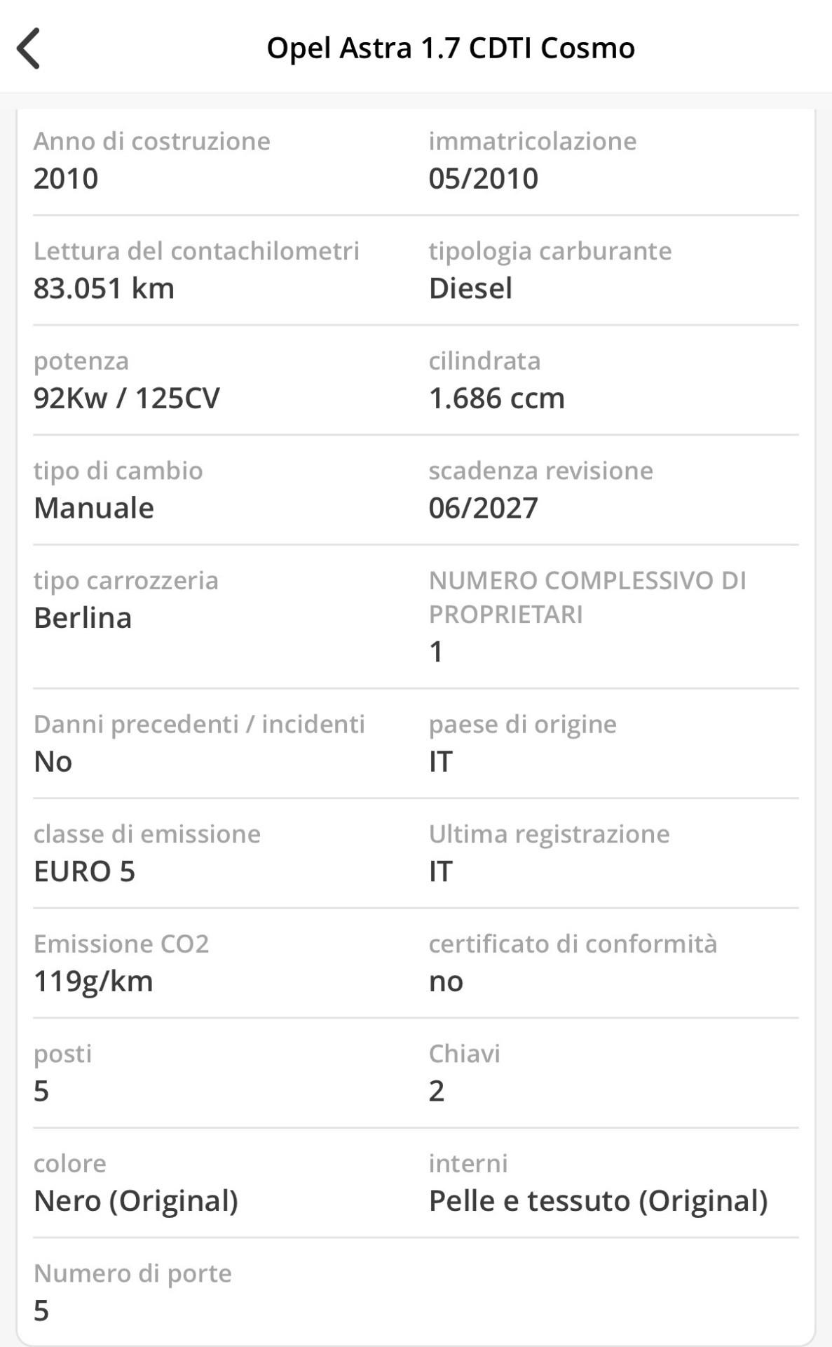 Opel Astra 1.7 CDTI 125CV Solo 83K UNICO GARANZIA