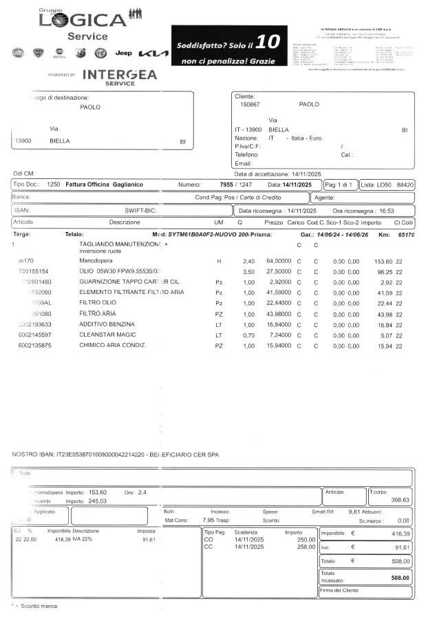 Peugeot 2008 1.2 Aut. GT Cronologia Tagliandi