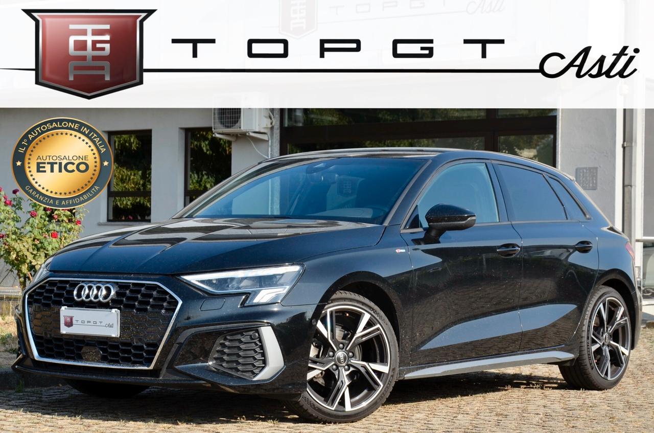 AUDI A3 SPORTBACK 35 2.0 TDI S-LINE EDITION 150cv S-TRONIC, GARANZIA AUDI 3/27, SERVICE AUDI, FULL LED, APPLE ANDROID, 18", PERMUTE