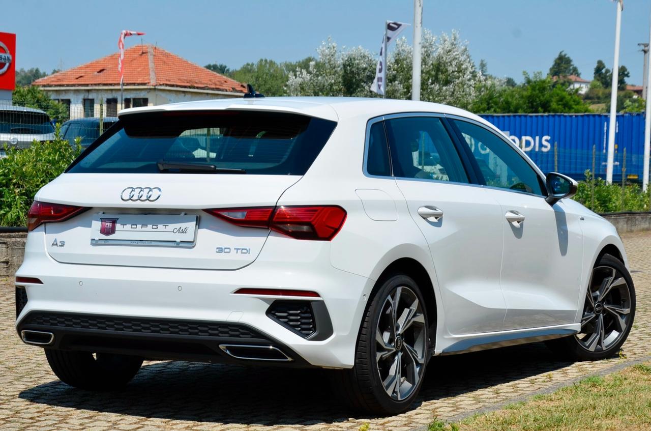 AUDI A3 SPORTBACK 30 2.0 TDI S-LINE INT+EXT 116cv S-TRONIC, EURO 6D, UFF ITALIANA, AUTO IN OTTIME CONDIZIONI, SERVICE UFF AUDI, FARI LED, APPLE ANDROID, PERMUTE