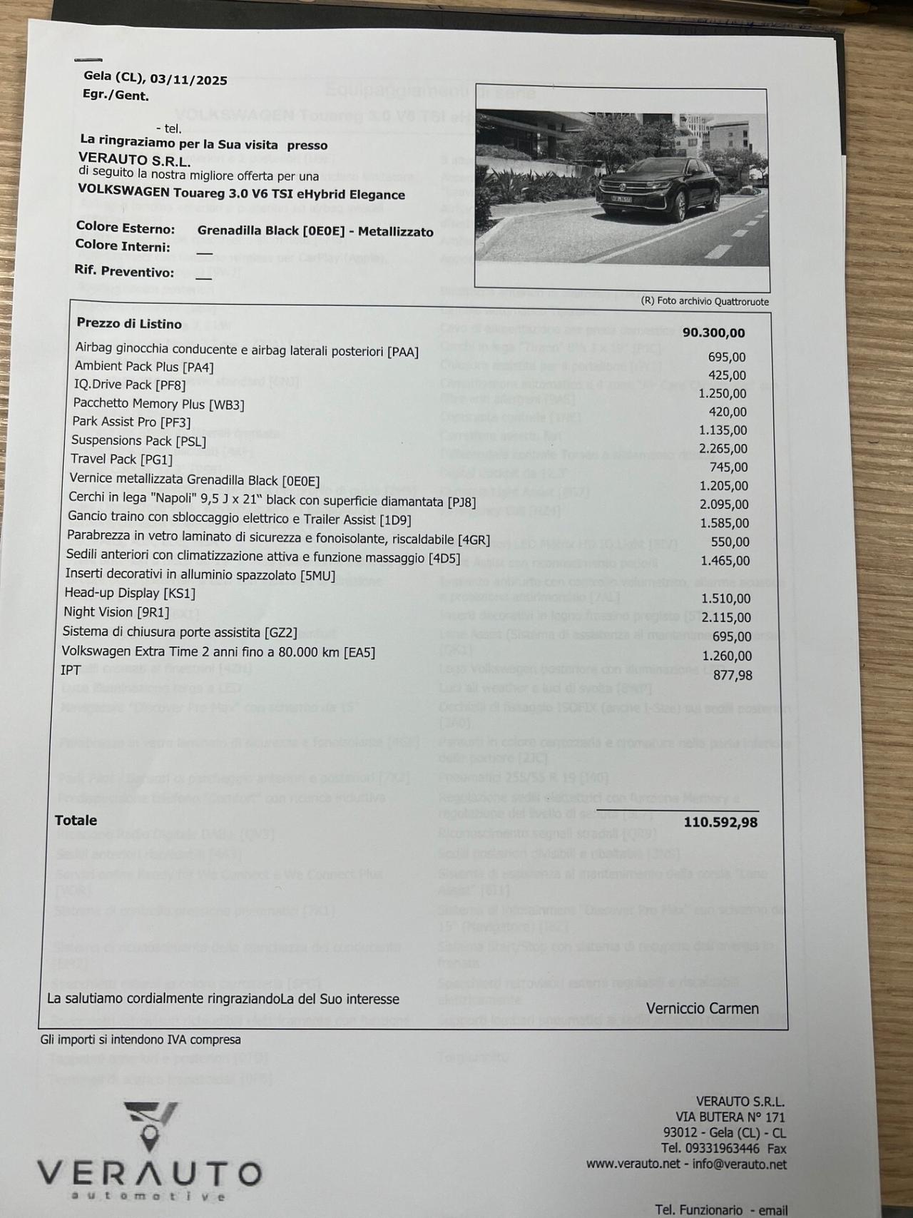 Volkswagen Touareg 3.0 V6 TSI eHybrid Elegance SCONTO DI €44.100