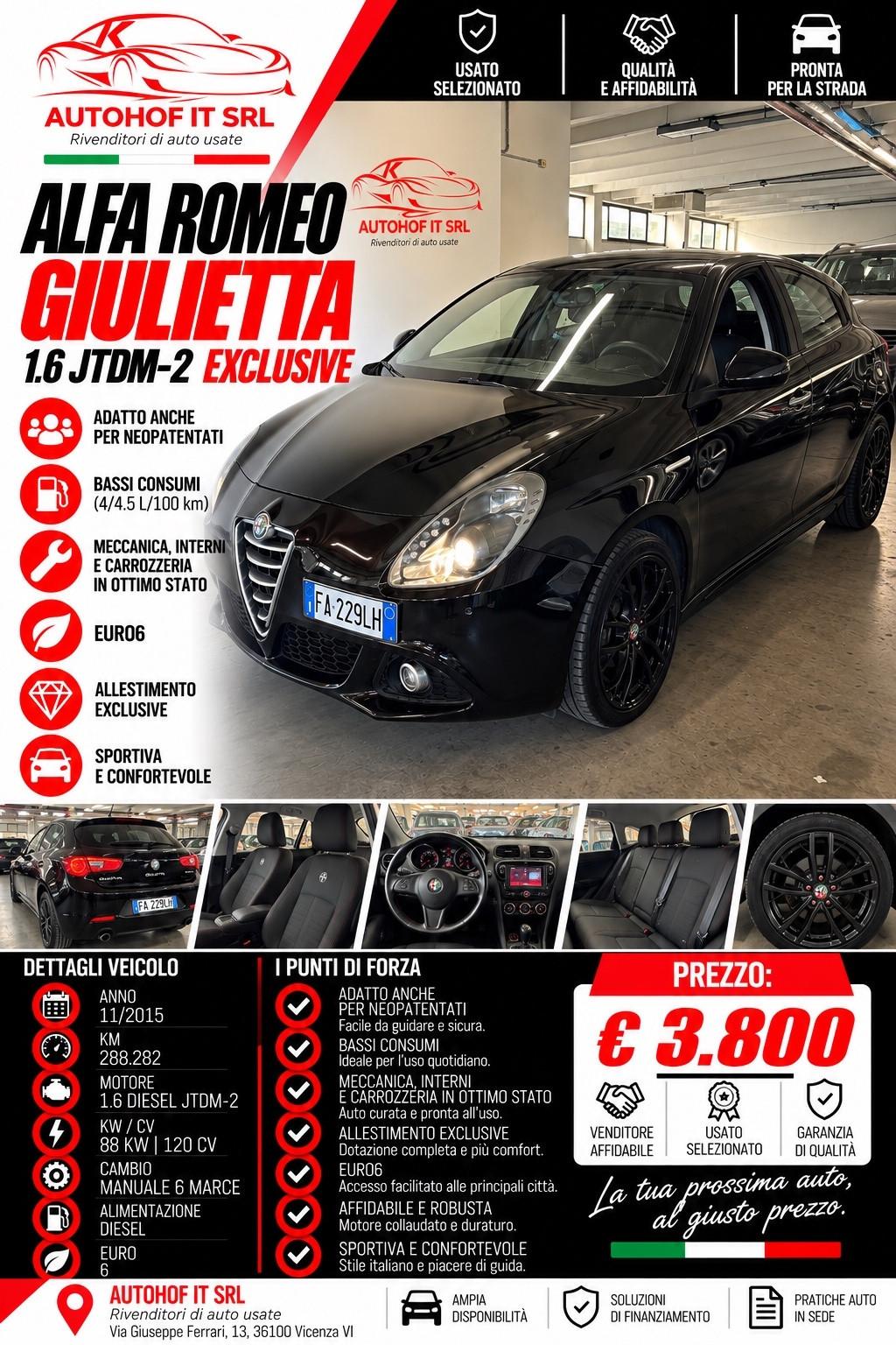 Alfa Romeo Giulietta 1.6 JTDm-2 |OK NEOPATENTATI |