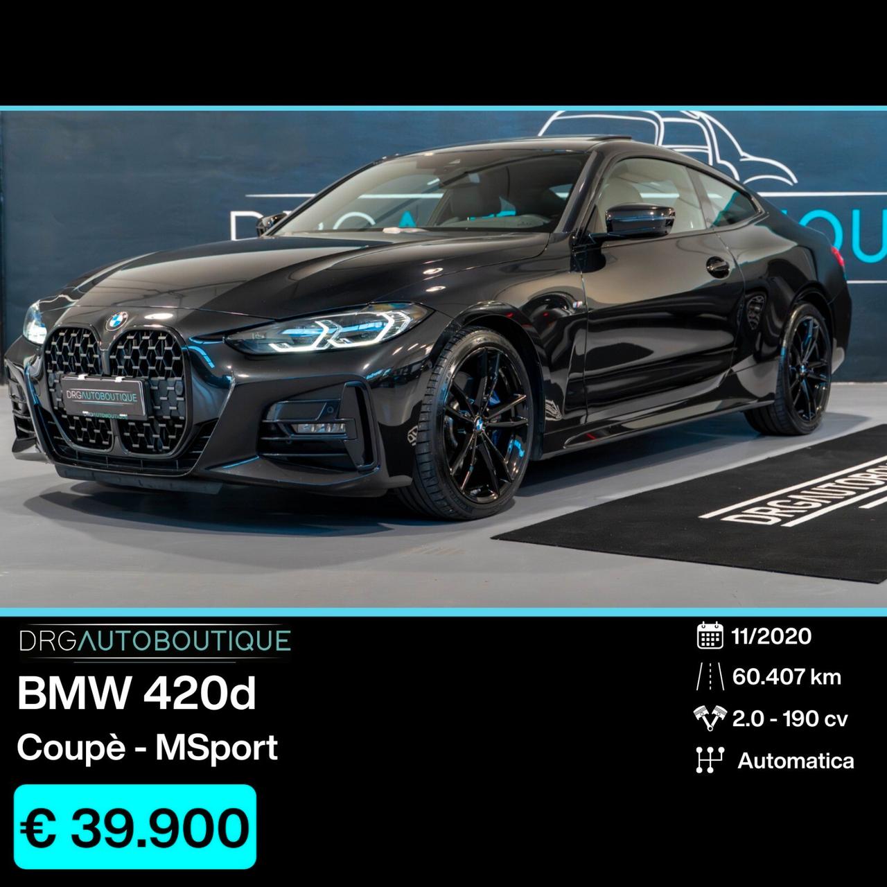 Bmw 420d 48V Coupé Msport LASER/TETTO/SEDILI/19"