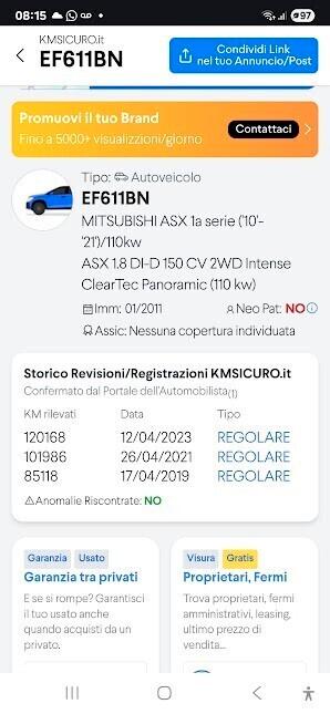 Mitsubishi ASX 1.8 DI-D 150 CV 2WD Invite ClearTec
