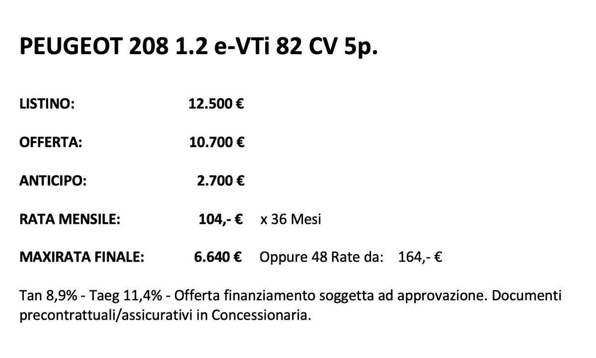 PEUGEOT 208 1.2 e-VTi 82 CV 5p.