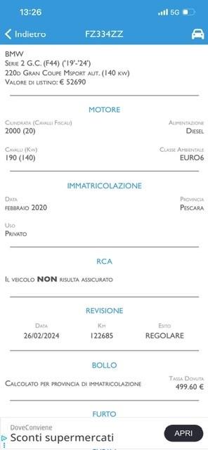 Bmw Serie 2 Gran Coupé 220d Msport aut.