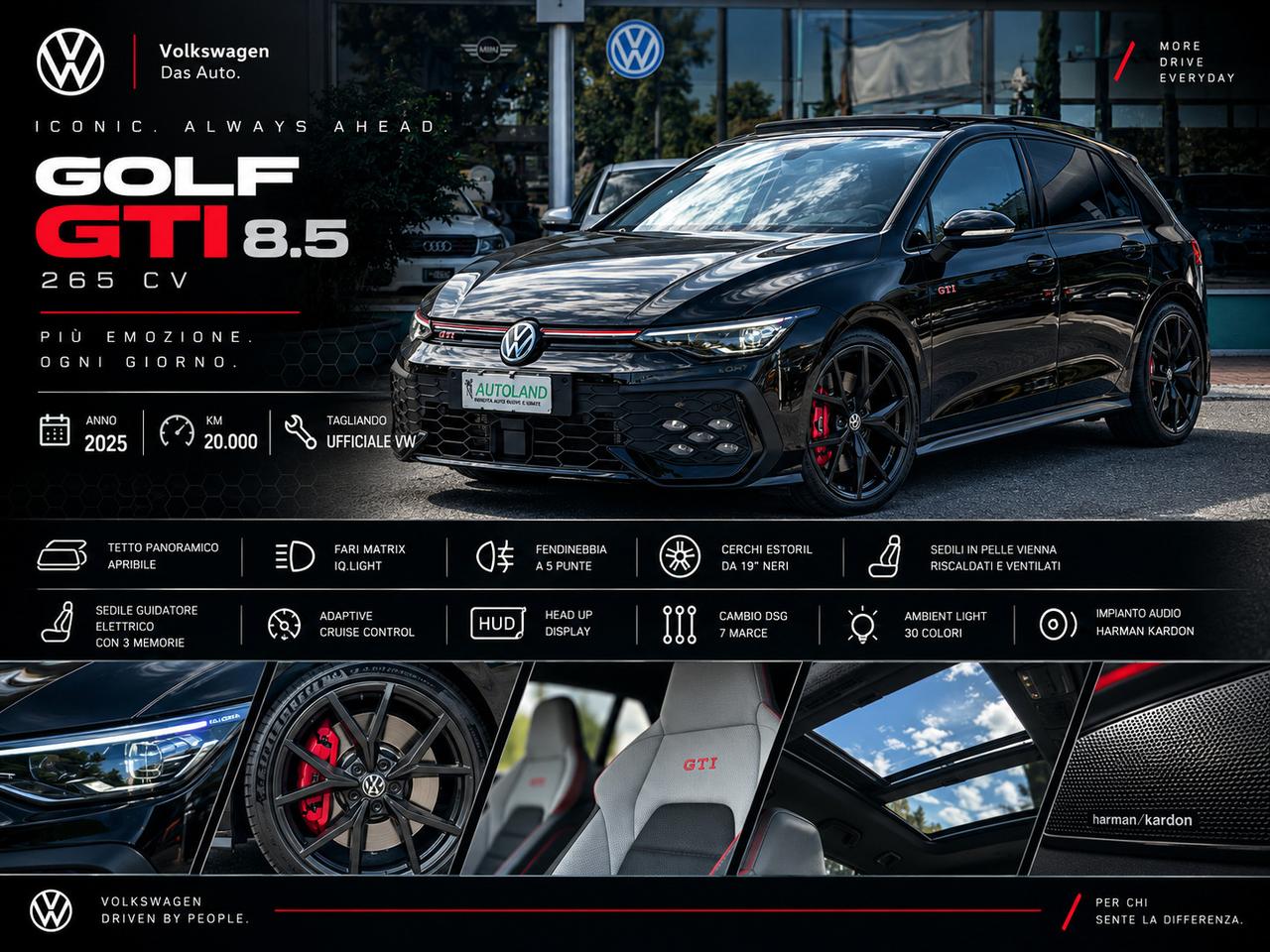 Volkswagen Golf 2.0 tsi GTI 265cv dsg TETTO - HEAD UP - PELLE - SEDILI VENTILATI