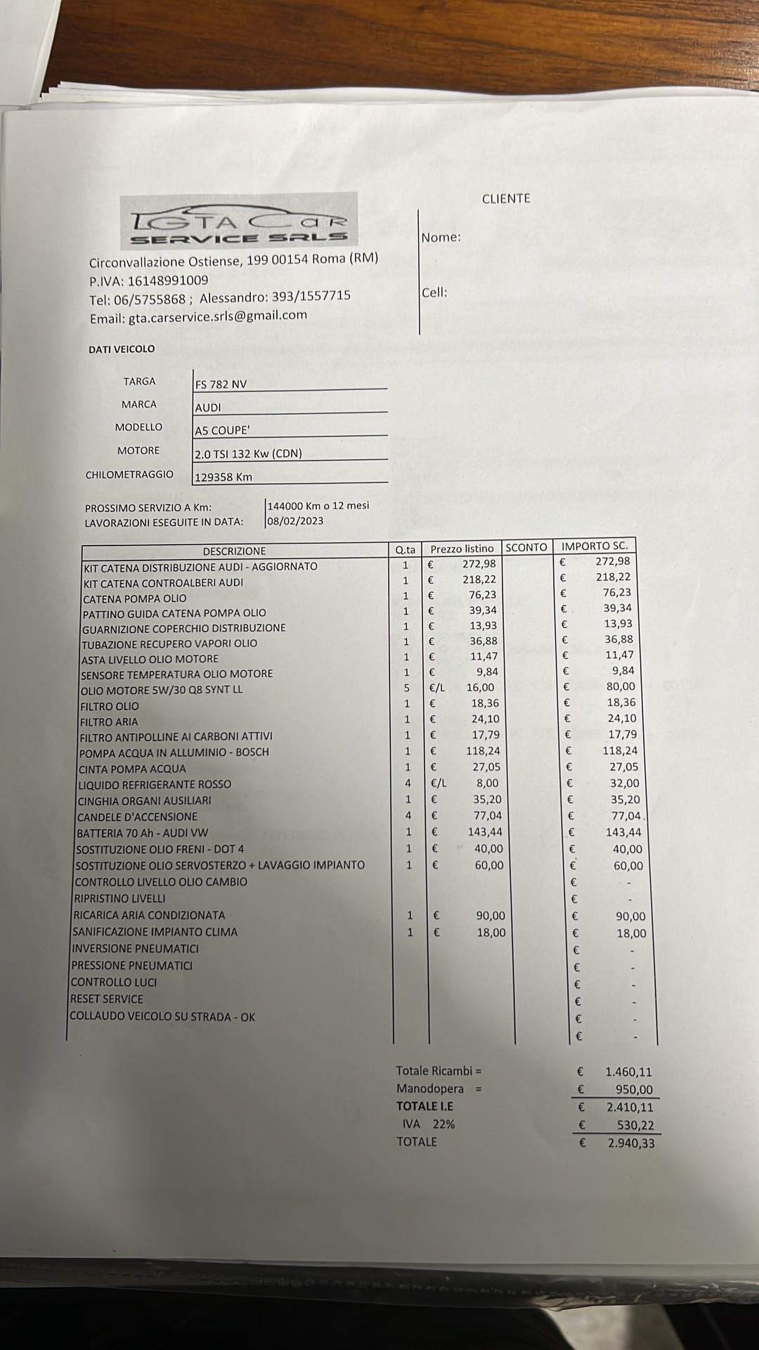 Audi A5 2.0 TFSI 180 CV - AUTOMATICA