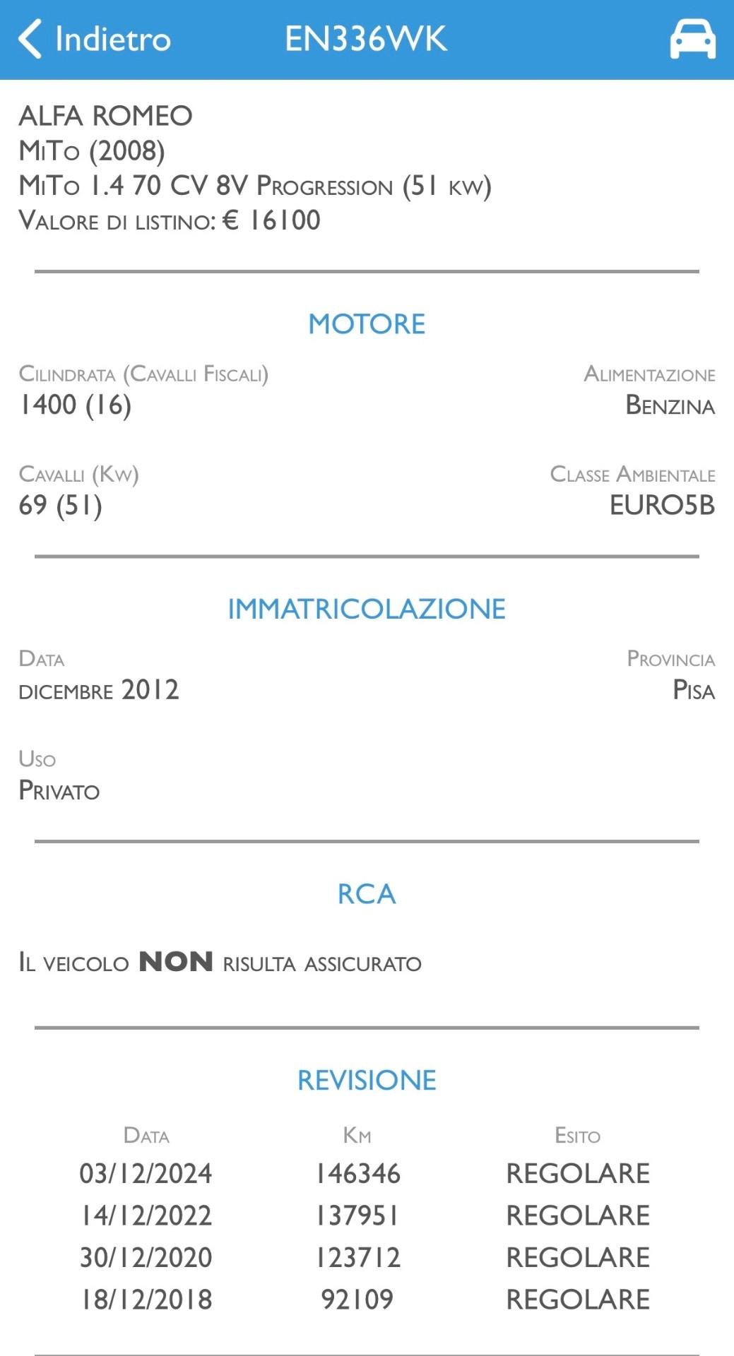 Alfa Romeo MiTo 1.4 70 CV GARANZIA Neopatentati
