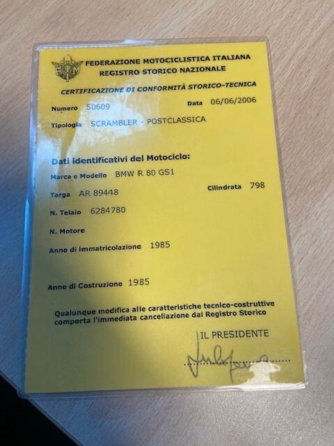 Bmw R 80 G/S MONOLEVER - ISCRITTA FMI -ZEUNA ORIGINAL !!!! ECC