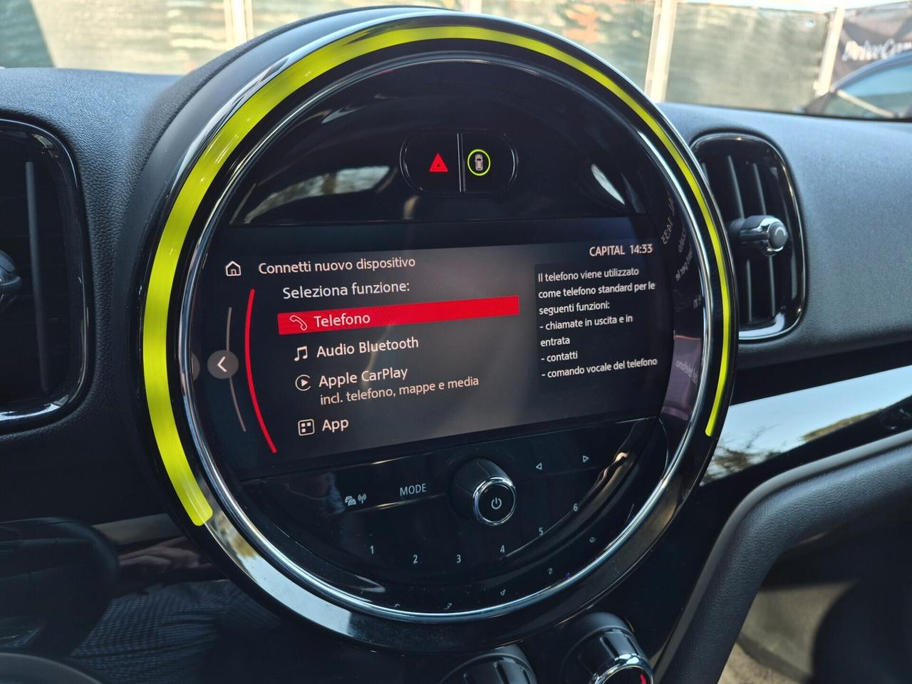 MINI Cooper Countryman PELLE TETTO APRIBILE PANORAMICO LED NAVI APPLE CAR PLAY RETROCAM.