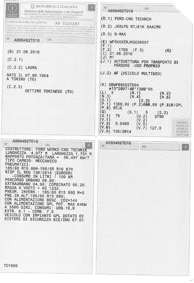 Ford B-Max GPL Casa Madre 2036 64950kM