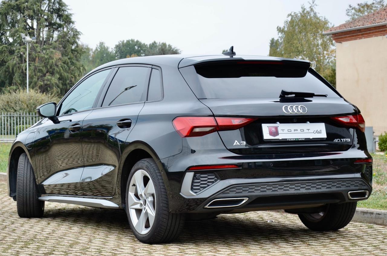 AUDI A3 SPORTBACK 40 1.4 TFSIE PLUG IN S LINE EDITION 204cv S-TRONIC, EURO 6D, SERVICE AUDI, FULL LED, APPLE ANDROID, PERMUTE
