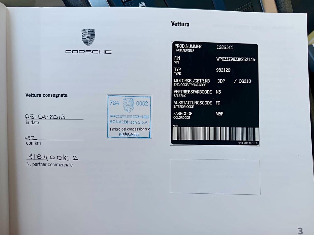 Porsche 718 Spyder 718 CAYMAN 2.0 PDK, UFFICIALE, UNICOPROPRIETARIO
