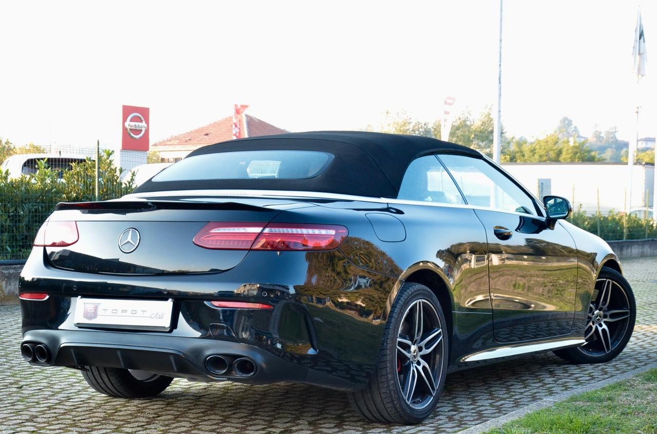 MERCEDES-BENZ E 350d CABRIO PREMIUM AMG LINE 4MATIC 258cv AUTO, EURO 6C, SERVICE DIMOSTRABILI, BURMESTER, MULTIBEAM, PELLE TOTALE, 19°, PERMUTE