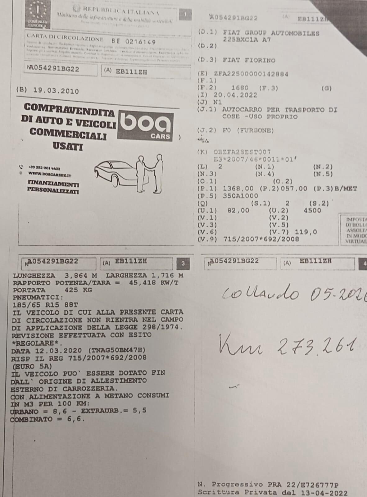Fiat Fiorino 1.4 bz/metano 57kW 03/2010