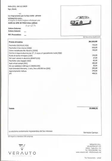 Audi A1 Spb tfsi Sline possibilità noleggio no scoring