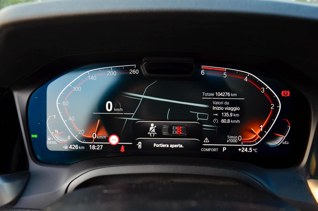BMW 330d TOURING XDRIVE MSPORT 265cv AUTO, UFF ITALIANA, SERVICE BMW, EURO 6D, TETTO, HARMAN & KARDON, MBRAKES, 19″, RETRO 360°, PERMUTE