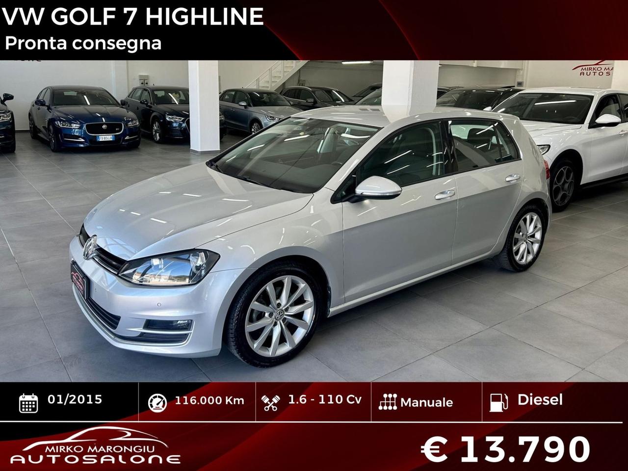 VW GOLF 7 1.6 TDI 5p. Highline FINANZIABILE