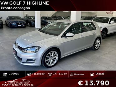 VW GOLF 7 1.6 TDI 5p. Highline FINANZIABILE