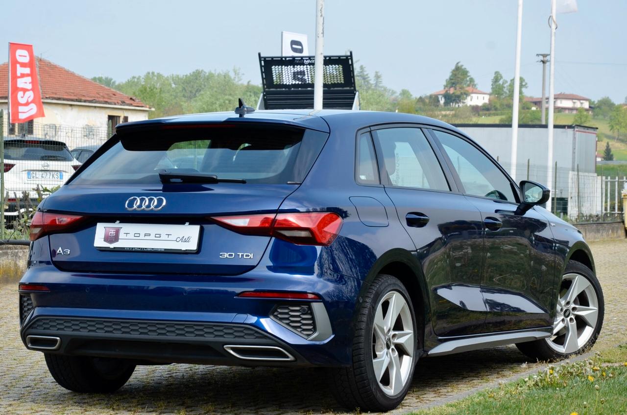 AUDI A3 SPB 30 2.0 TDI S LINE EDITION 116cv S-TRONIC, OK NEOPATENTATI, SERVICE CON FATTURE, EURO 6D, PERMUTE