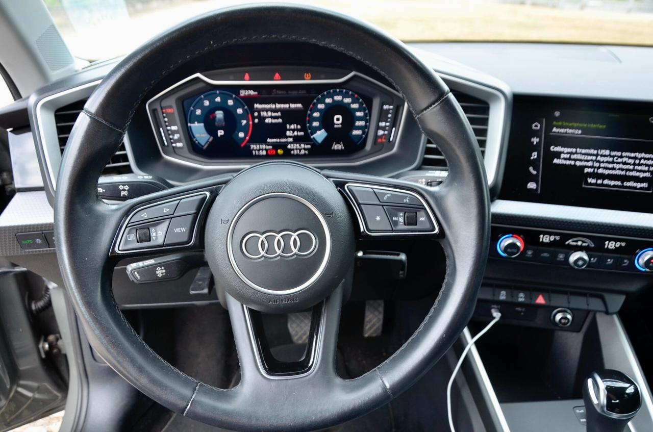 AUDI A1 SPB 30 1.0 TFSI S LINE IDENTITY BLACK 110cv S-TRONIC, GARANZIA AUDI, EURO 6D, UFF ITALIANA, SERVICE AUDI, FULL LED, APPLE ANDROID, PERMUTE