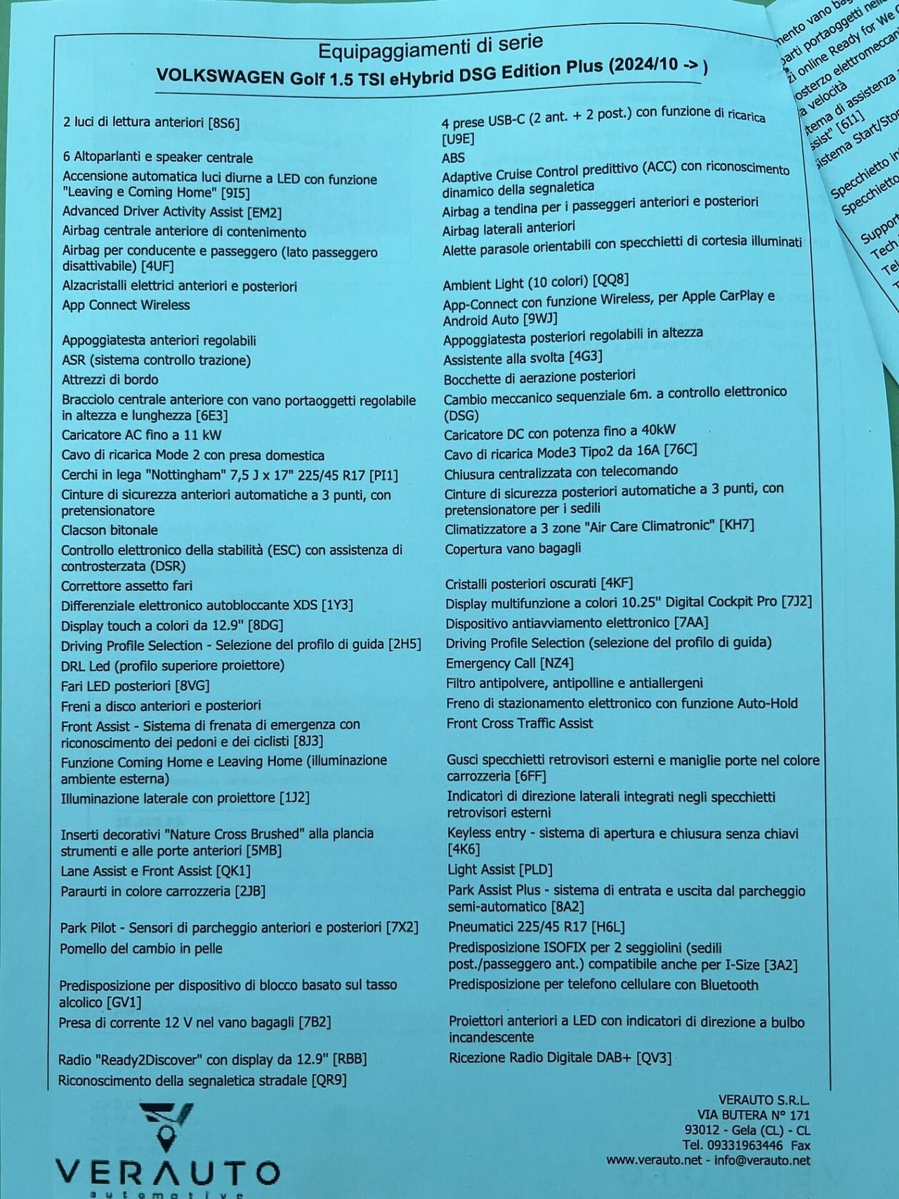 Volkswagen Golf 1.5 TSI eHybrid DSG possibilità noleggio no scoring