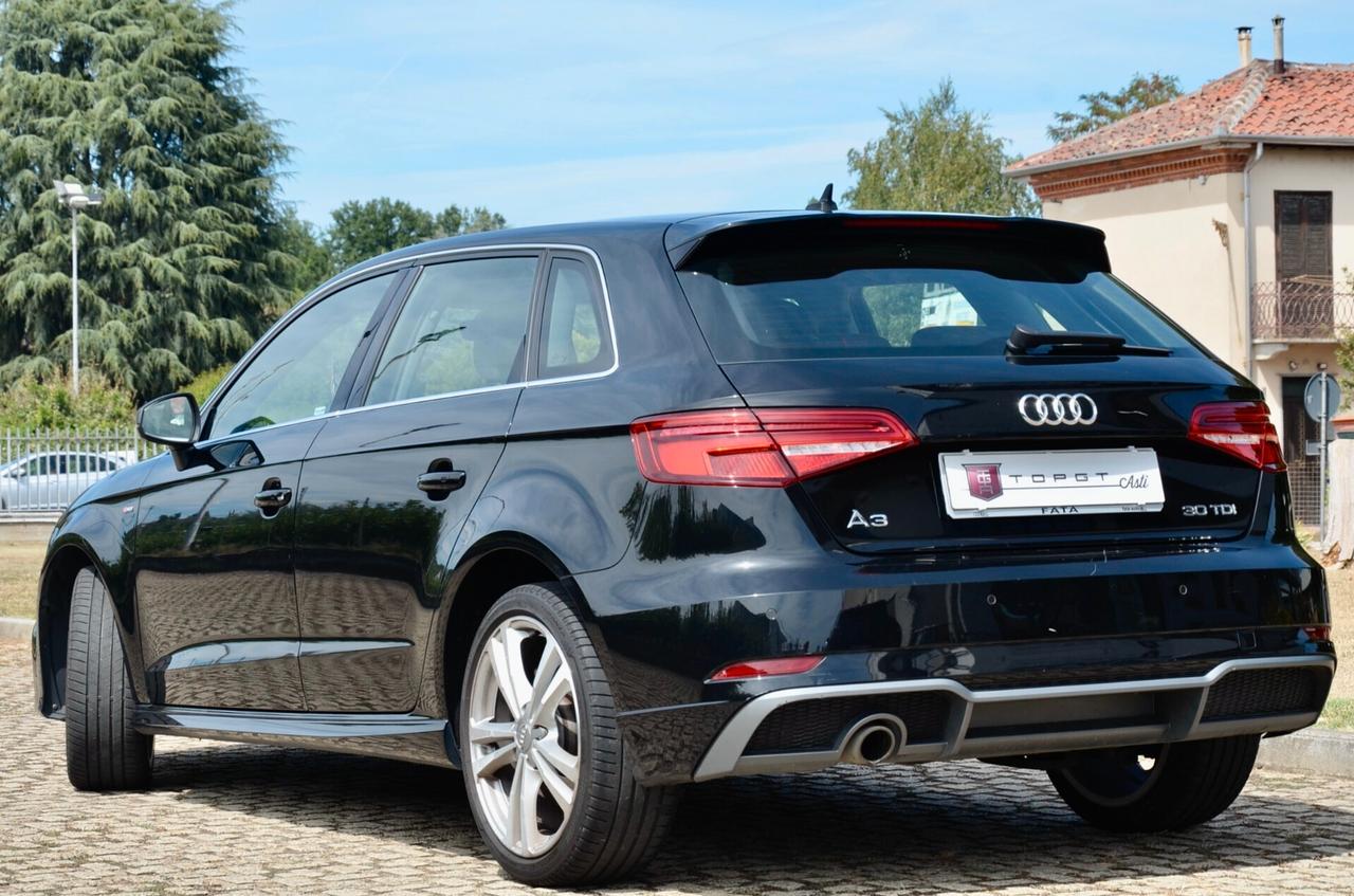 AUDI A3 30 1.6 TDI S-LINE EXT 116cv S-TRONIC, UFF ITALIANA, EURO 6D, FARI LED, NAVI, APPLE ANDROID, PERMUTE