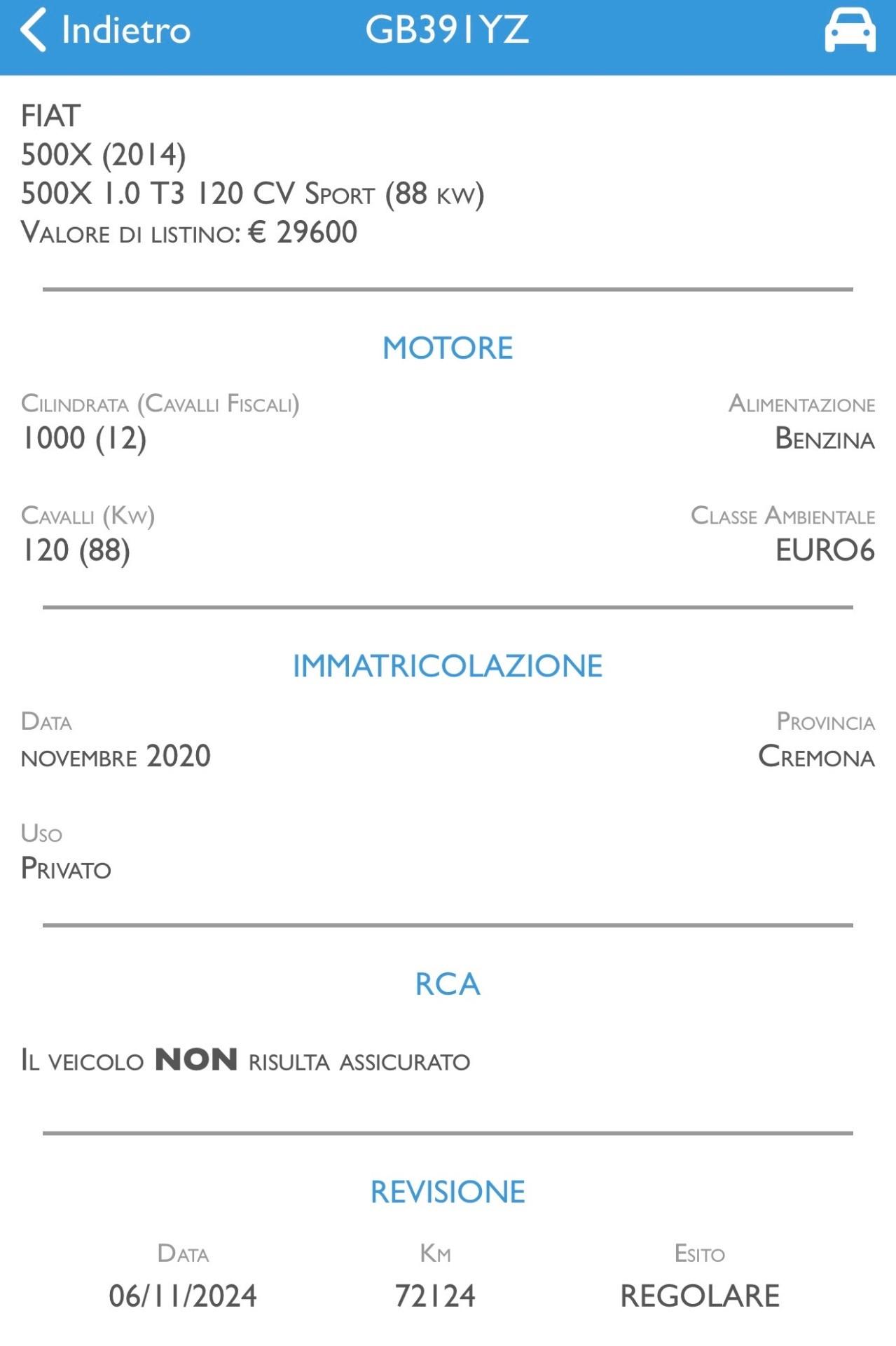 Fiat 500X 1.0 T3 120 CV Urban MY2021 RESTYLING