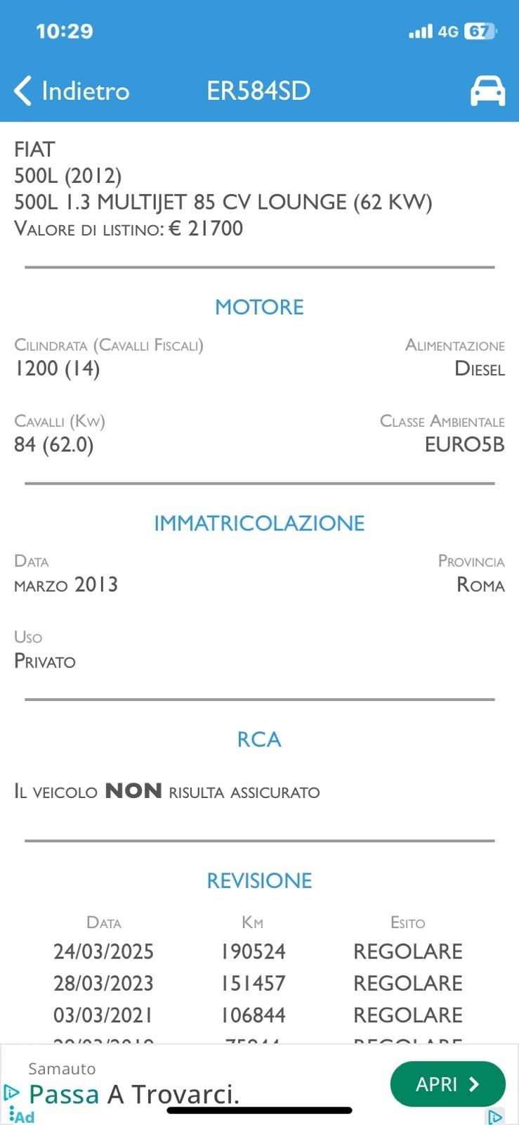 Fiat 500L 1.3 Multijet 85 CV Easy
