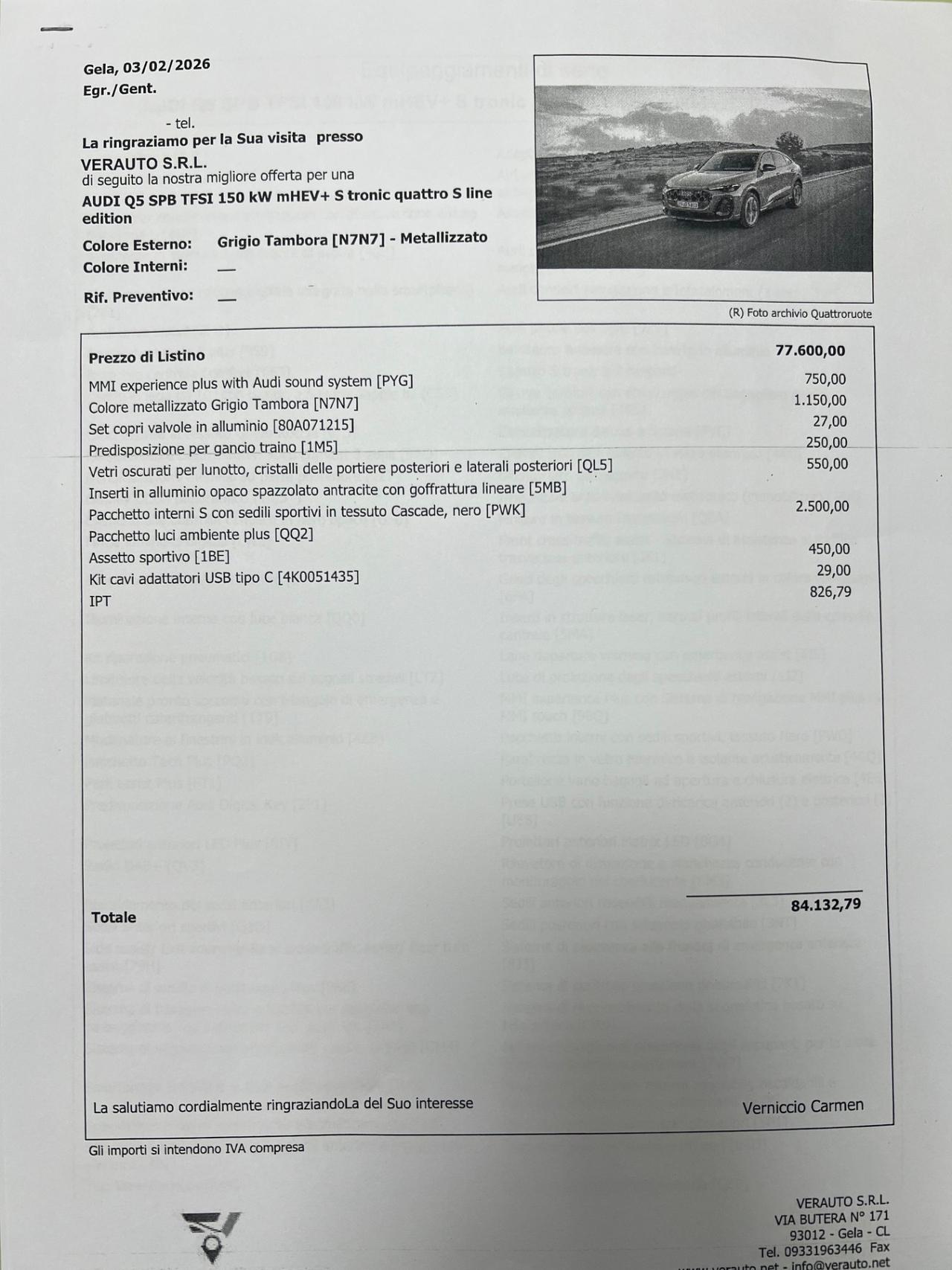 Audi Q5 SPB TFSI 150 kW mHEV+ S tronic quattro S line possibilità noleggio no scoring