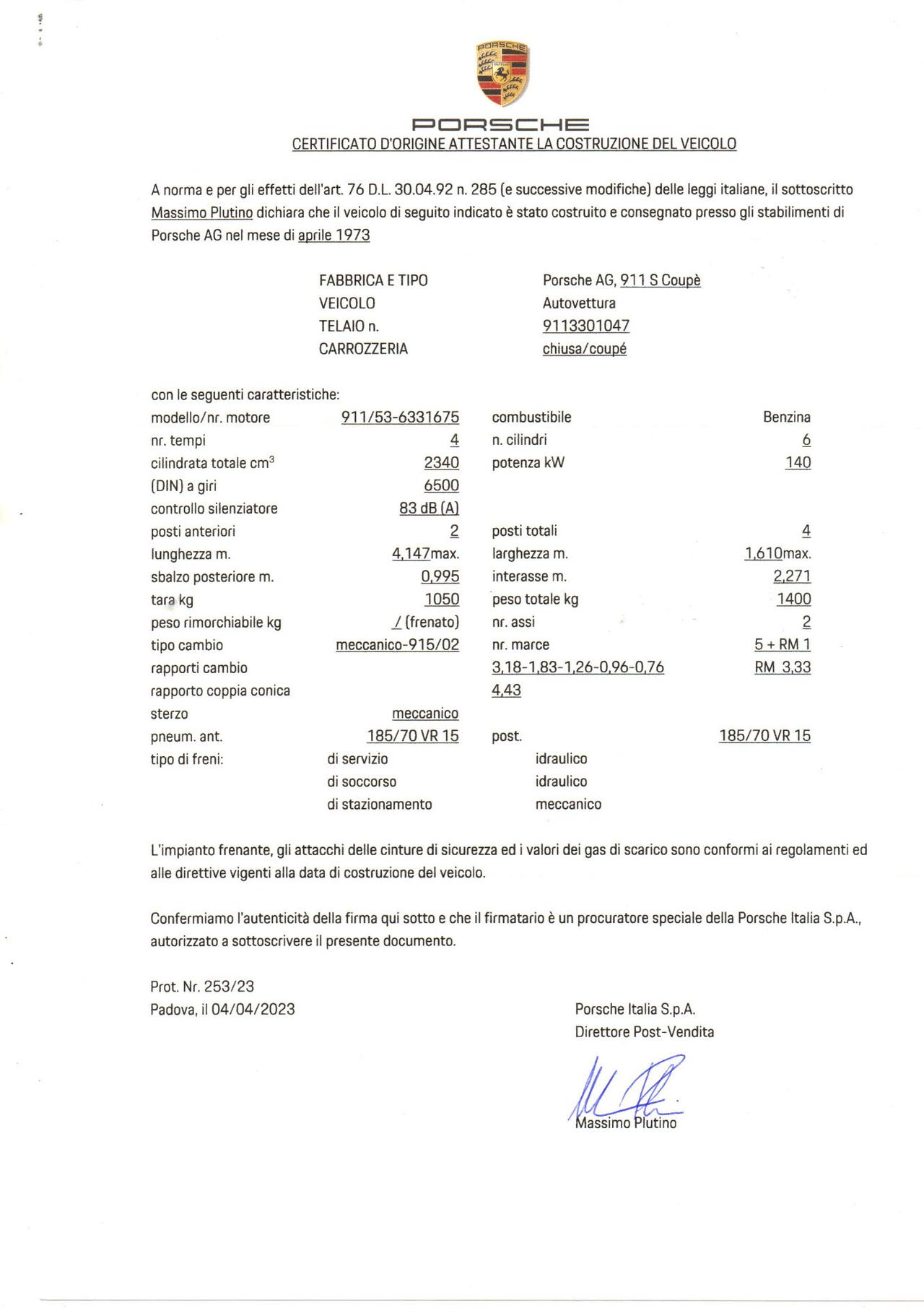 Porsche 911 2.400 S "MATCHING IN TUTTO"