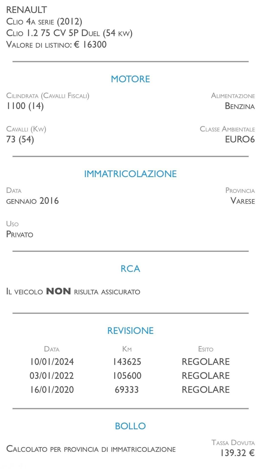 Renault Clio 1.2 75 CV 5 porte Duel - UNICO PROPRIETARIO